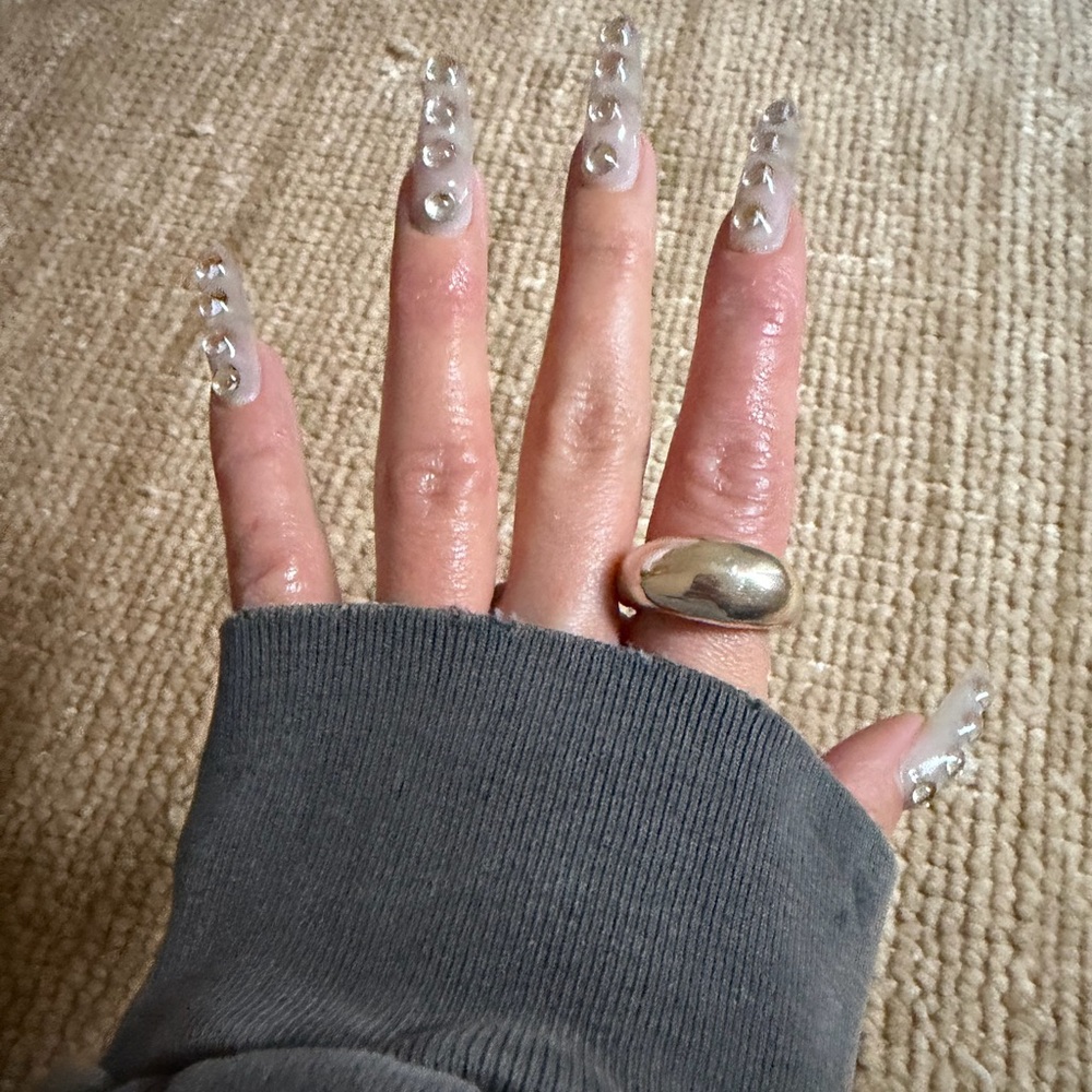 Chunky Dome Statement Ring - Shiny Silver Tone